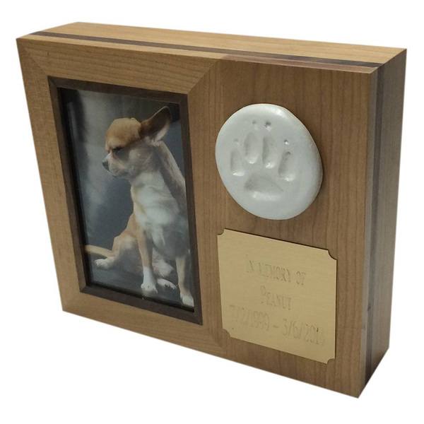 Paw Print Horizontal Photo Large Cherry Pet Urn